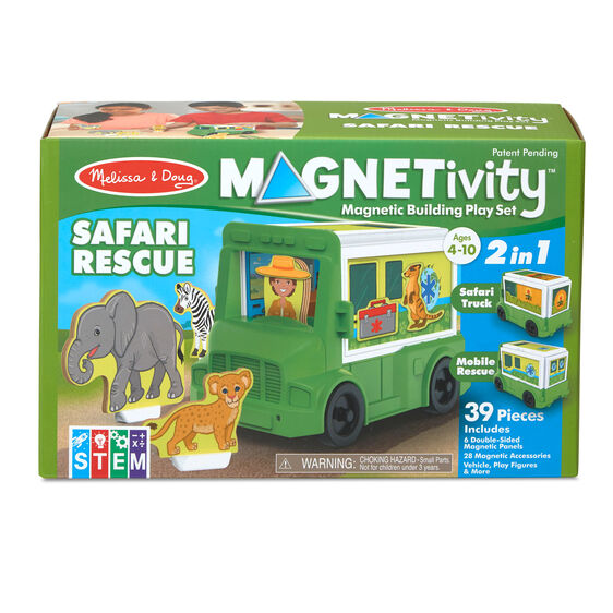 Magnetivity Magnetic Building Play Set - Safari Rescue Truck - Happki