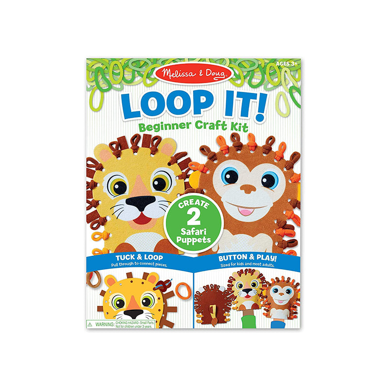 Melissa and Doug Loop It! Safari Puppets Beginner Craft Kit