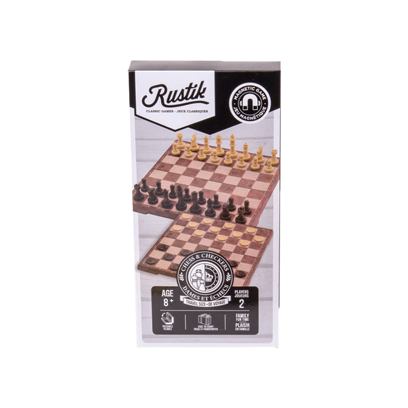 Rustik Magnetic Peachwood chess/checkers - foldable 